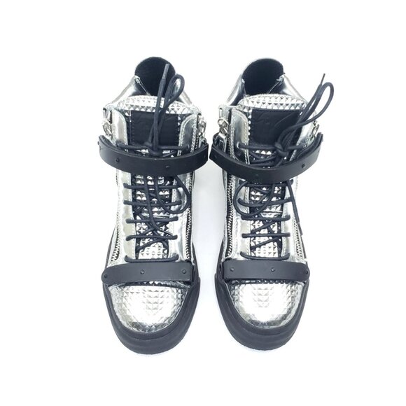 Giuseppe Zanotti Diamond Embossed High-Top Sneakers Womens EUR 38.5 US 8–8.5 - Picture 9 of 9